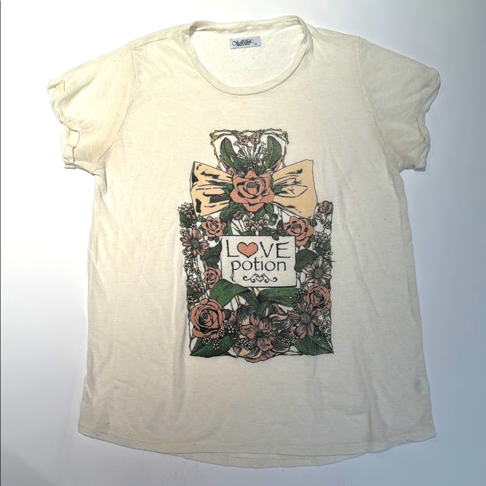 Lauren Moshi Cream Graphic Relaxed T-Shirt Love Potion